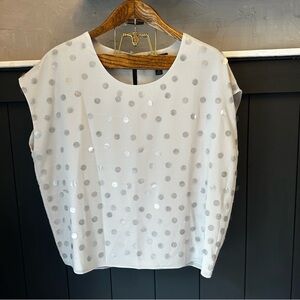 Black Label by Chicos Sleeveless Gray‎ Sequined Blouse size 1